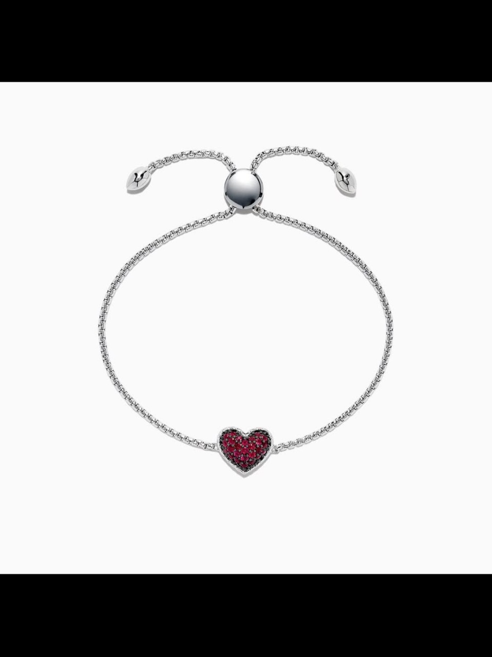 EFFY 925 Sterling Silver Ruby Heart Bracelet, 0.62 TCW
